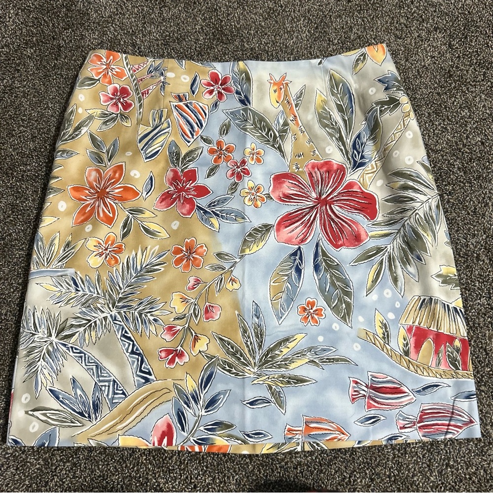 Vintage Talbots 90s Y2K NWT floral safari theme pencil skirt cotton SEE SIZE